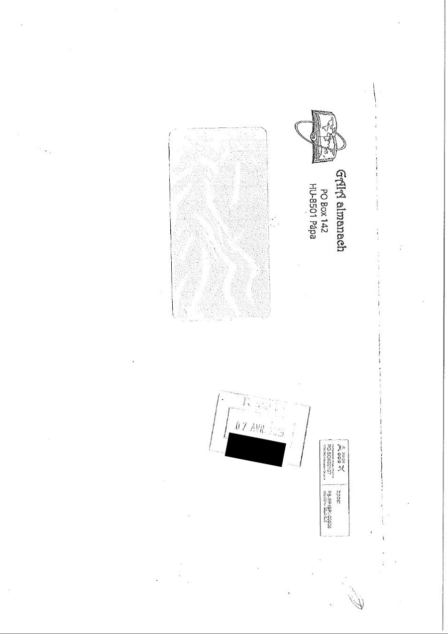 Arnaque - GAIA almanach - Enveloppe